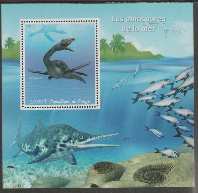 Congo 2018 Marine Dinosaurs #1 perf sheet containing one value unmounted mint, stamps on , stamps on  stamps on marine life, stamps on  stamps on dinosaurs, stamps on  stamps on fish