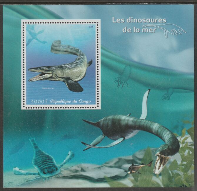 Congo 2018 Marine Dinosaurs #2 perf sheet containing one value unmounted mint, stamps on , stamps on  stamps on marine life, stamps on  stamps on dinosaurs, stamps on  stamps on fish