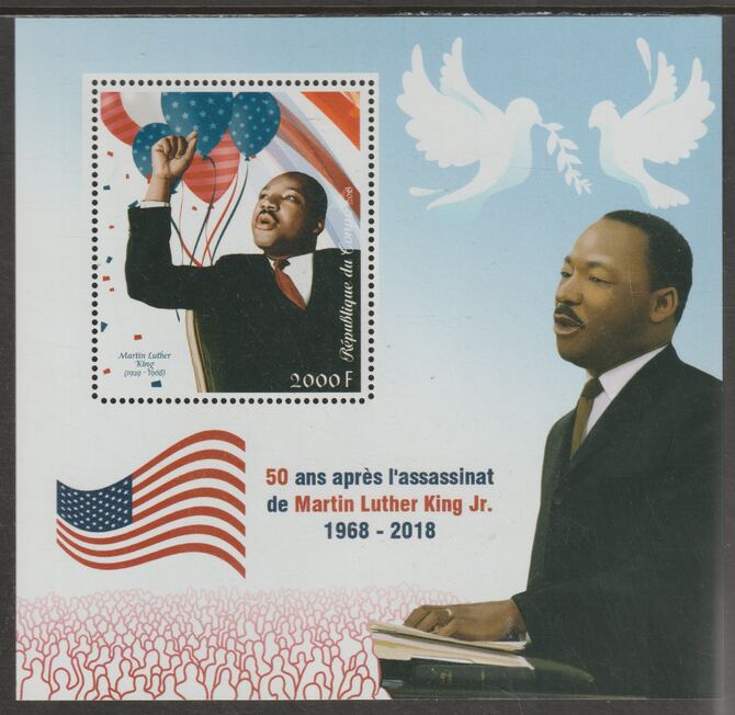 Congo 2018 Martin Luther King #1 perf sheet containing one value unmounted mint, stamps on personalities, stamps on civil rights