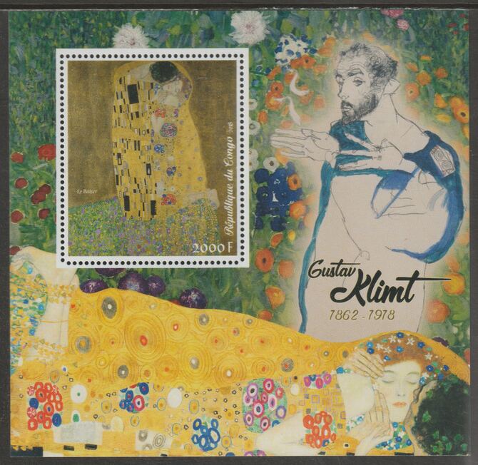Congo 2018 Gustav Klimt #1 perf sheet containing one value unmounted mint, stamps on personalities, stamps on arts, stamps on klimt