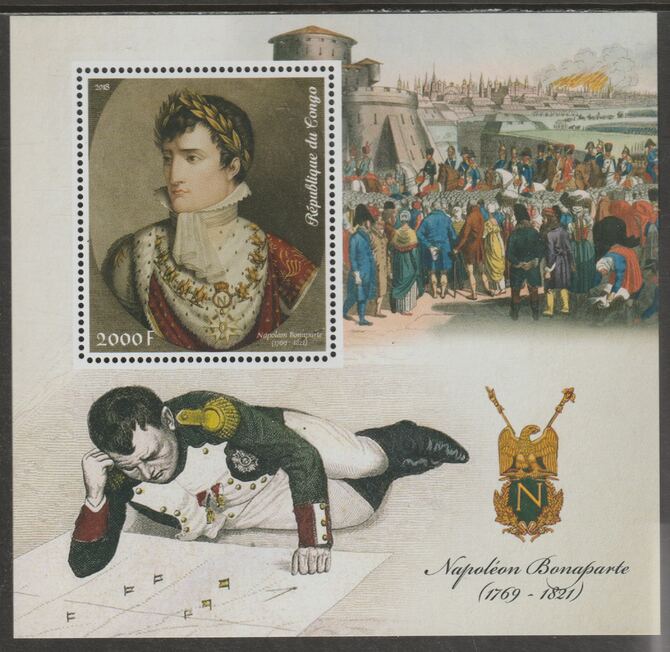 Congo 2018 Napoleon Bonaparte #1 perf sheet containing one value unmounted mint, stamps on personalities, stamps on napoleon, stamps on miliataria