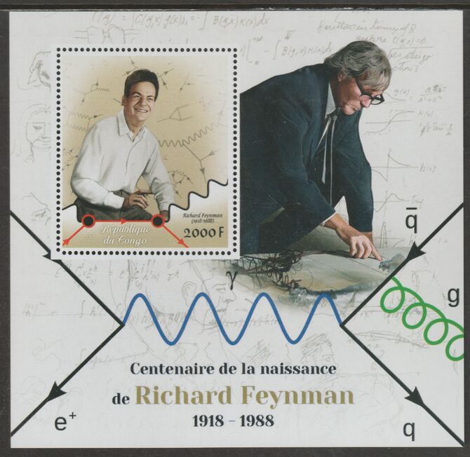 Congo 2018 Richard Feynman #2 perf sheet containing one value unmounted mint, stamps on personalities, stamps on feynman, stamps on physics, stamps on nobel