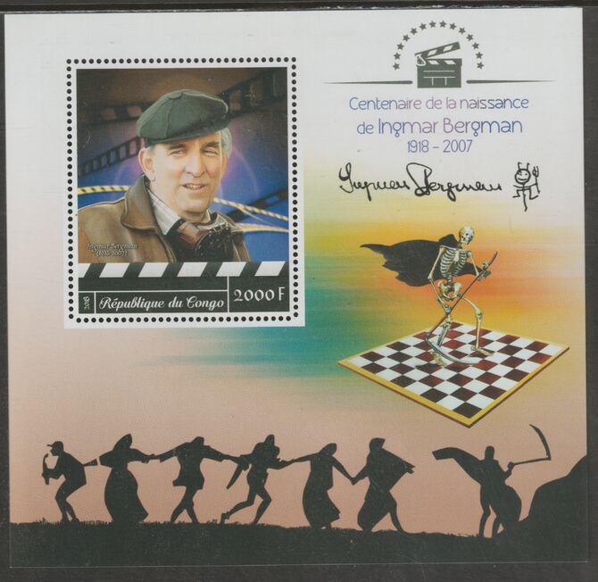 Congo 2018 Ingmar Bergman #1 perf sheet containing one value unmounted mint, stamps on , stamps on  stamps on personalities, stamps on  stamps on bergman, stamps on  stamps on movies, stamps on  stamps on films, stamps on  stamps on cinema, stamps on  stamps on  