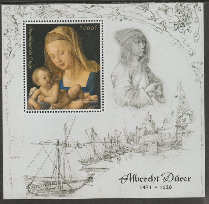 Congo 2018 Albrecht Durer #1 perf sheet containing one value unmounted mint, stamps on personalities, stamps on arts, stamps on durer