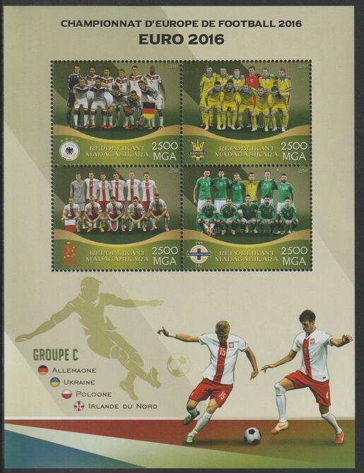 Madagascar 2016 Football European Cup - Group C perf sheet containing four values unmounted mint, stamps on , stamps on  stamps on football