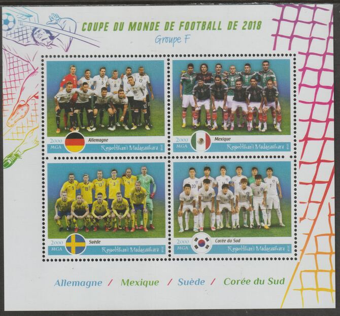 Madagascar 2018 Football World Cup - Group F perf sheet containing four values unmounted mint, stamps on football