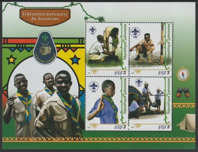 Gabon 2018 Scouts perf sheet containing four values unmounted mint, stamps on , stamps on  stamps on scouts, stamps on  stamps on 