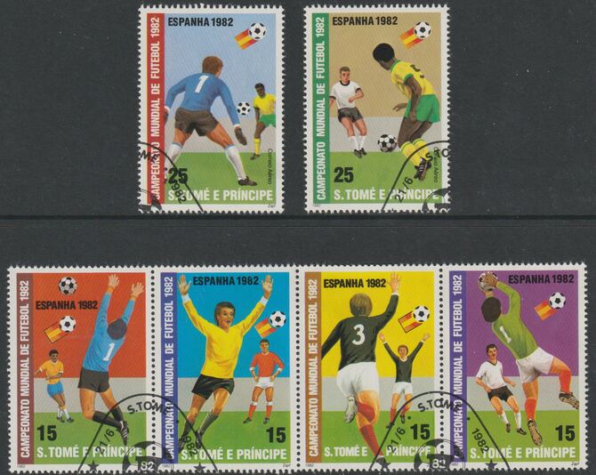 St Thomas & Prince Islands 1982 Football World Cup perf set of 6 fine cds used , stamps on , stamps on  stamps on football