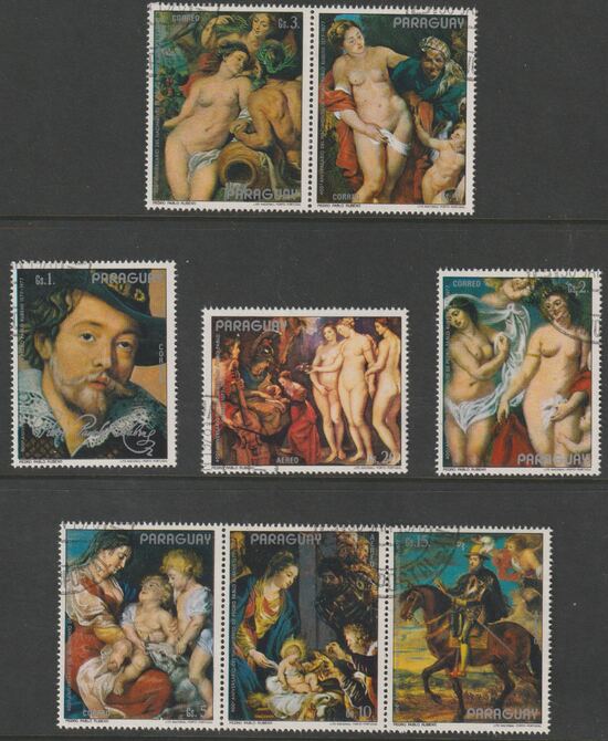 Paraguay 1978 Paintings by Rubens #1 perf set of 8 fine cds used, stamps on arts, stamps on rubens