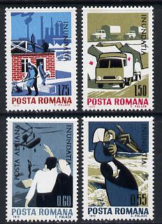 Rumania 1970 Danube Flood Victims set of 4 unmounted mint, SG  Mi 2883-86, stamps on , stamps on  stamps on disasters, stamps on  stamps on environment, stamps on  stamps on rivers, stamps on  stamps on weather, stamps on  stamps on red cross, stamps on  stamps on helicopter