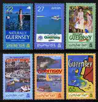 Guernsey 2003 Europa - Poster Art perf set of 6 values unmounted mint SG 991-6, stamps on , stamps on  stamps on europa, stamps on  stamps on harbours, stamps on  stamps on lighthouses, stamps on  stamps on ships, stamps on  stamps on arts, stamps on  stamps on renoir