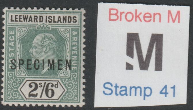 LEEWARDS 1902 KE7 2s6d optd SPECIMEN with BROKEN M variety fine mint and only 13 can exist. , stamps on 