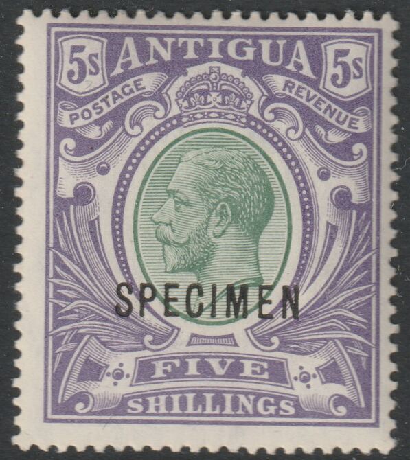 ANTIGUA 1913 KG5 5s overprinted SPECIMEN very fine with gum and only about 400 produced, stamps on 