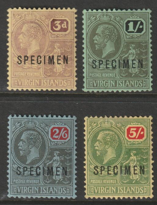 British Virgin Islands 1922-28 KG5 MCA set of 4 overprinted SPECIMEN fine with gum and only about 400 sets produced SG 82s-85s, stamps on , stamps on  stamps on 