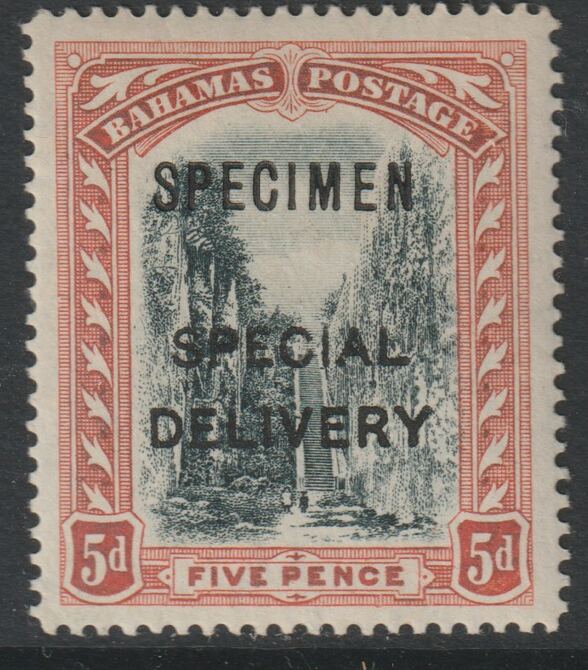 BAHAMAS 1917 SPECIAL DELIVERY 5d overprinted SPECIMEN fine with gum and only about 400 produced SG S2s, stamps on , stamps on  stamps on 