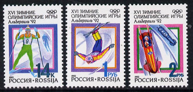 Russia 1992 Albertville Winter Olympics set of 3 unmounted mint, SG 6311-13, Mi 220-22, stamps on olympics, stamps on sport