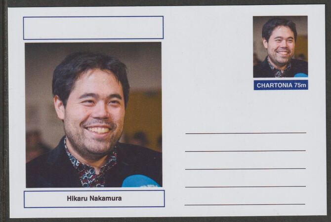 Palatine (Fantasy) Personalities - Hikaru Nakamura (chess) postal stationery card unused and fine, stamps on personalities, stamps on sport, stamps on chess