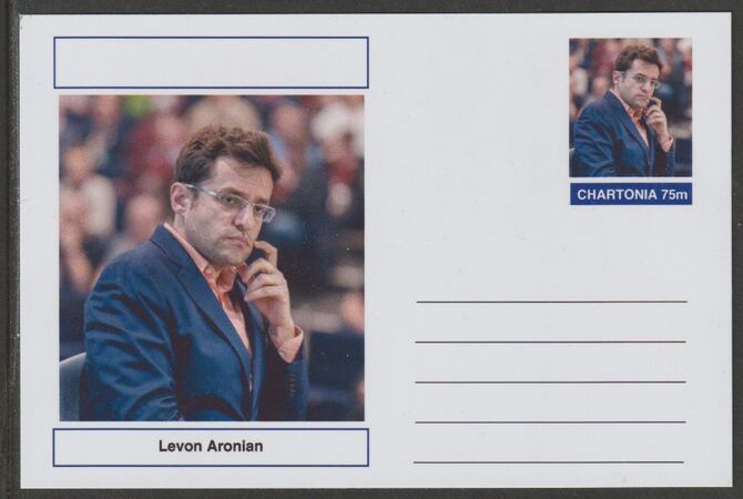 Palatine (Fantasy) Personalities - Levon Aronian (chess) postal stationery card unused and fine, stamps on , stamps on  stamps on personalities, stamps on  stamps on sport, stamps on  stamps on chess
