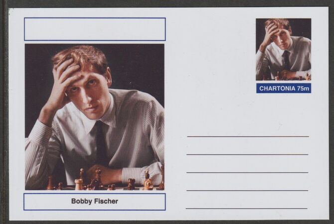 Palatine (Fantasy) Personalities - Bobby Fischer (chess) postal stationery card unused and fine, stamps on , stamps on  stamps on personalities, stamps on  stamps on sport, stamps on  stamps on chess