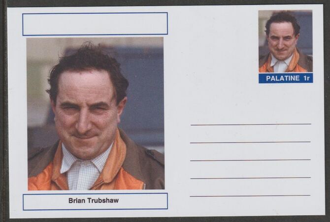 Palatine (Fantasy) Personalities - Brian Trubshaw (pilot) postal stationery card unused and fine, stamps on personalities, stamps on aviation, stamps on concorde