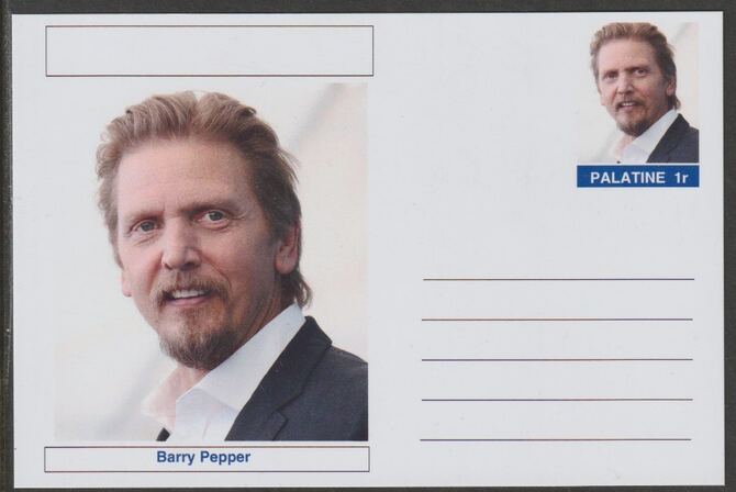 Palatine (Fantasy) Personalities - Barry Pepper (actor) postal stationery card unused and fine, stamps on personalities, stamps on films, stamps on movies, stamps on cinema, stamps on 