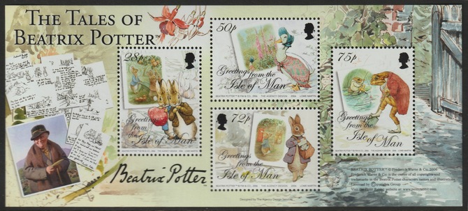 Isle of Man 2006 The Tales of Beatrix Potter perf m/sheet cds used SG MS1330, stamps on literature, stamps on potter, stamps on animals