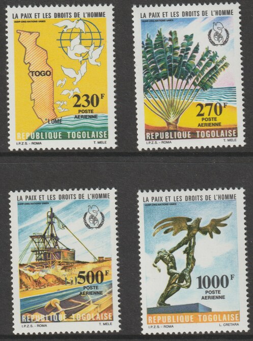 Togo 1985 Peace & Human Rights perf set of 4  unmounted mint, SG1785-88 (blocks available), stamps on peace, stamps on human rights, stamps on 