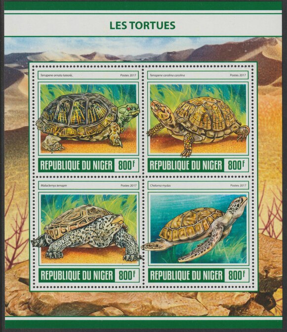 Niger Republic 2017 Turtles perf sheet containing 4 values unmounted mint, stamps on , stamps on  stamps on turtles