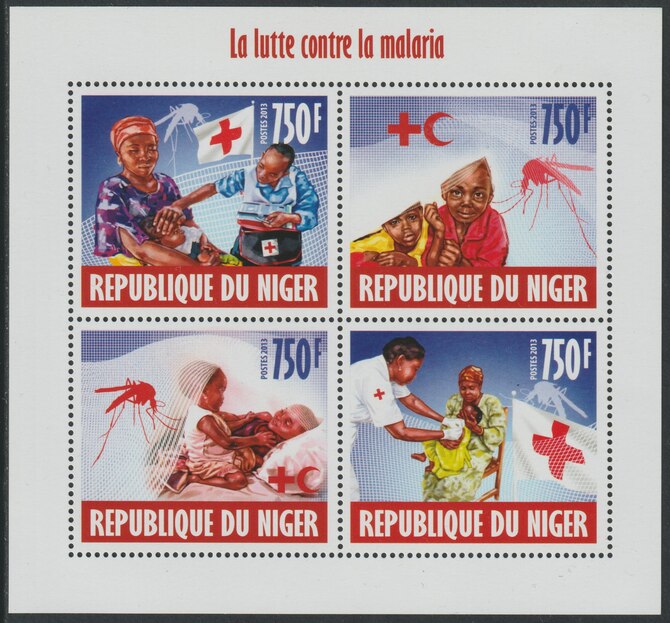 Niger Republic 2013 The Fight Against Malaria perf sheet containing 4 values unmounted mint, stamps on red cross, stamps on malaria, stamps on diseases