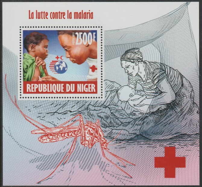 Niger Republic 2013 The Fight Against Malaria perf souvenir sheet containing one value unmounted mint, stamps on red cross, stamps on malaria, stamps on diseases