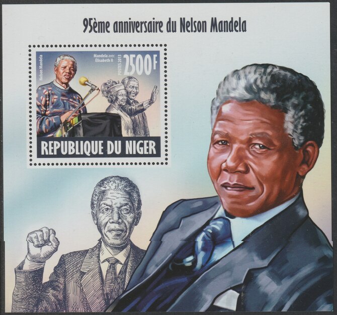 Niger Republic 2013 Nelson Mandela perf souvenir sheet containing one value unmounted mint, stamps on personalities, stamps on mandela