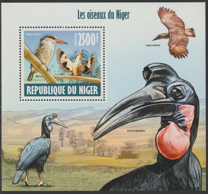 Niger Republic 2013 Birds of Niger perf souvenir sheet containing one value unmounted mint, stamps on , stamps on  stamps on birds