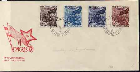 Yugoslavia - Trieste 1952 Communist Party Congress set of 4 on illustrated unaddressed cover with first day cancels, Mi 100 Dm, stamps on 