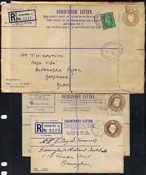 Great Britain 1938c KG6  5.5d reg envelopes sizes F, G & H commercially used, stamps on , stamps on  kg6 , stamps on 