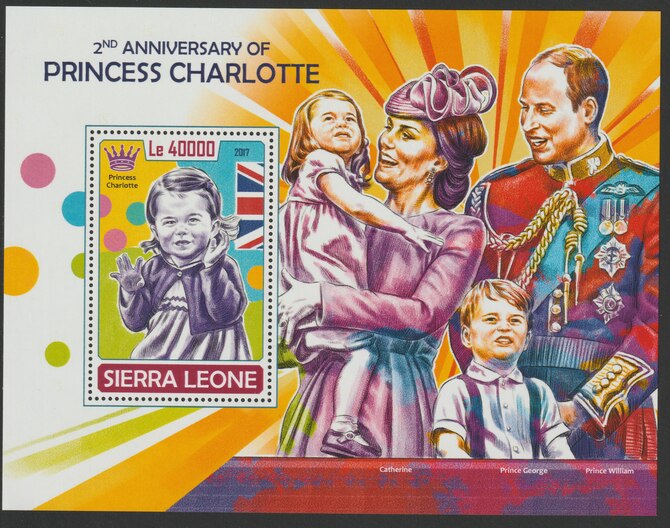 Sierra Leone 2017 Princess Charlotte 2nd Birth Anniv perf deluxe sheet containing one value unmounted mint, stamps on royalty, stamps on charlotte