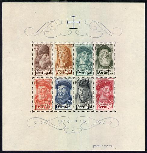Portugal 1945 Portuguese Navigators perf m/sheet unmounted mint SG MS 976a, stamps on , stamps on  stamps on personalities, stamps on  stamps on navigators