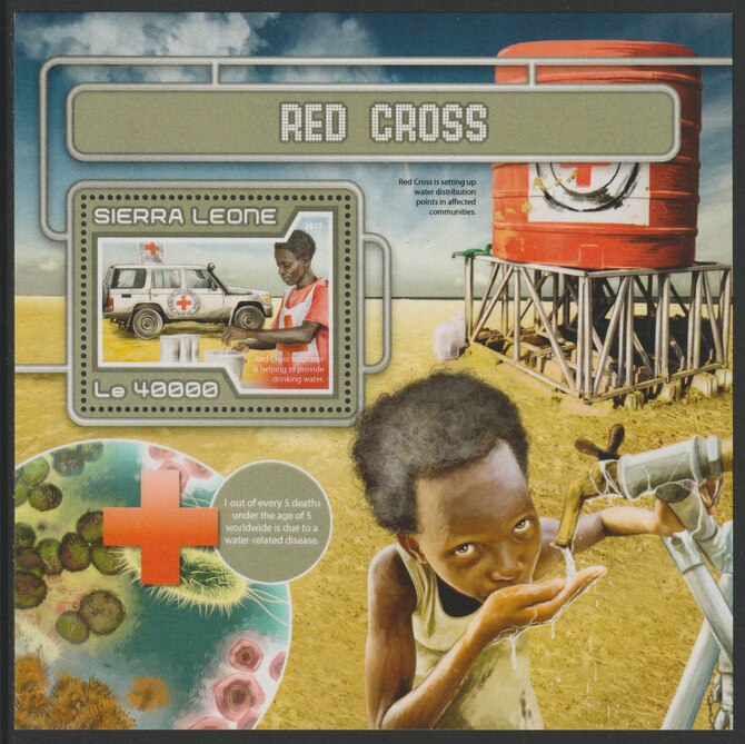 Sierra Leone 2017 Red Cross #1 perf deluxe sheet containing one value unmounted mint, stamps on red cross, stamps on medical, stamps on ambulance