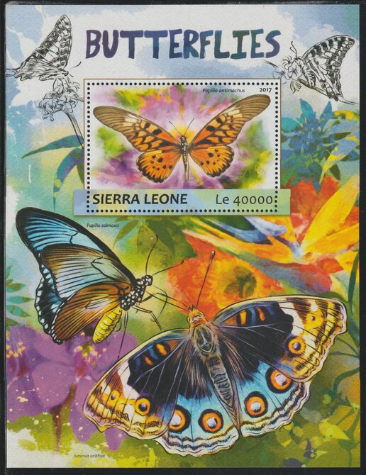 Sierra Leone 2017 Butterflies #1 perf deluxe sheet containing one value unmounted mint, stamps on butterflies