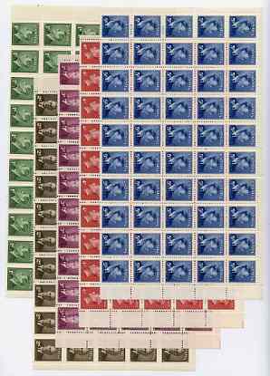 Canada 1950 KG6 set of 5 without dates each in unmounted mint blocks of 50, cat \A370, stamps on , stamps on  kg6 , stamps on 