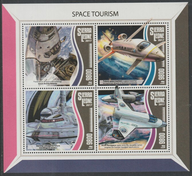 Sierra Leone 2017 Space Tourism perf sheetlet containing 4 values unmounted mint, stamps on space