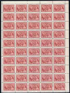 Canada 1937 KG6 Coronation 3c complete sheet of 50 with imprint & plate No.2, unmounted mint SG 356, stamps on , stamps on  stamps on , stamps on  stamps on  kg6 , stamps on  stamps on 