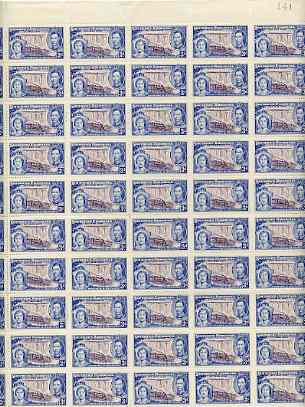 Southern Rhodesia 1937 KG6 Coronation 3d complete folded sheet of 60 superb u/m SG 38, stamps on , stamps on  stamps on , stamps on  stamps on  kg6 , stamps on  stamps on waterfalls, stamps on  stamps on railways, stamps on  stamps on 