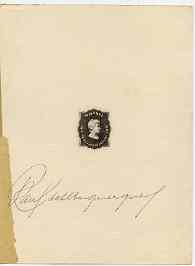 Brazil 1946 Die proof of 40c Princess Isabel on  canvas card signed and numbered 067  as SG 725, stamps on 