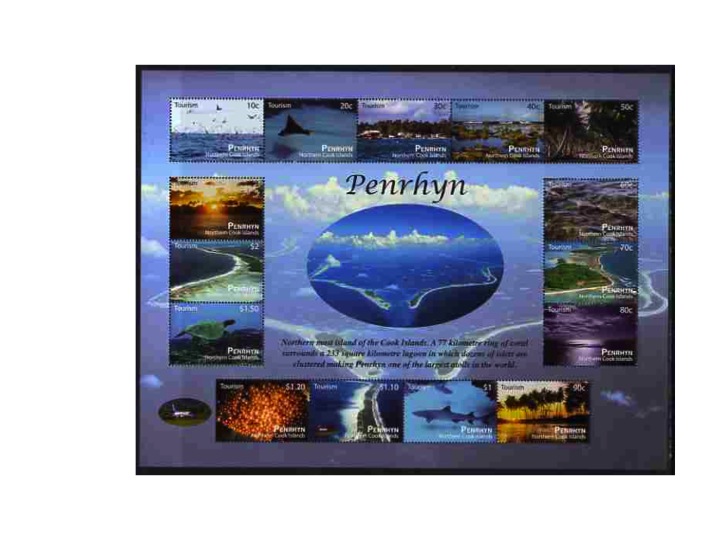 Cook Islands - Penrhyn 2011 Tourism perf sheetlet containing 15 values unmounted mint , stamps on , stamps on  stamps on marine life, stamps on  stamps on fish, stamps on  stamps on tourism