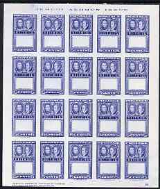 Liberia 1952 Ashmun 5c ultramarine imperf proof sheet of 20 of frame only in issued colour unmounted mint as SG 719, stamps on , stamps on  stamps on liberia 1952 ashmun 5c ultramarine imperf proof sheet of 20 of frame only in issued colour unmounted mint as sg 719