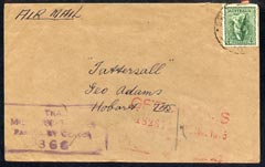 Australia 1945 Military censor cover, 4d cancelled FPO 0135, stamps on 