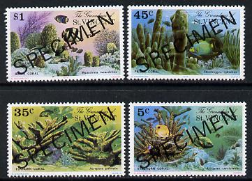 St Vincent - Grenadines 1976 Corals set of 4 opt'd Specimen unmounted mint, as SG 78-81, stamps on , stamps on  stamps on coral     marine-life