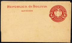 Bolivia 4c Postal stationery wrapper unused (9 stars), stamps on 