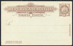 Bolivia 1c Postal stationery card unused (9 stars), stamps on , stamps on  stamps on bolivia 1c postal stationery card unused (9 stars)