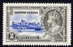 British Guiana 1935 KG5 Silver Jubilee 2c fine mounted mint single with broken flagstaff variety, SG 301var, stamps on , stamps on  kg5 , stamps on silver jubilee, stamps on castles